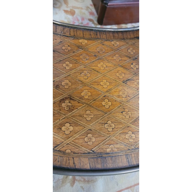 Wood Fine Antique French Stone Top Marquetry Side Table For Sale - Image 7 of 15