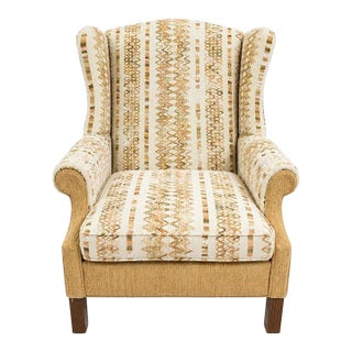 Accent Chair Wing Back Velvet Jacquard Stripe Stuart Funiture Company Asheboro Nc. Retro Kitsch Statement Piece Living Room Office For Sale