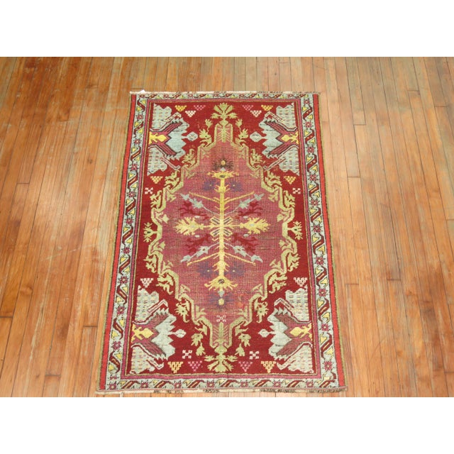 Red Cranberry 19th Century Antique Turkish Ghiordes Rug - 3'1" x 5' For Sale - Image 8 of 18