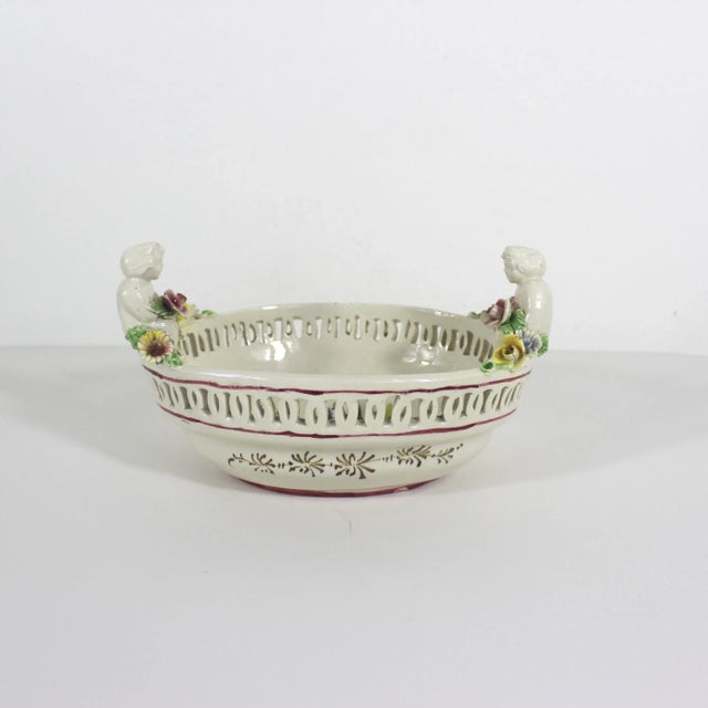 1930’s Italian Renaissance Revival Nove Rose Hand Painted Serving Bowl With Cherubs Made in Italy Nova Rose For Sale - Image 4 of 8