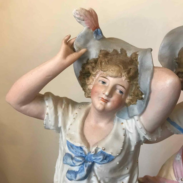 Vintage Biscuit Porcelain Sculptures, 1950s, Set of 2 For Sale - Image 10 of 11