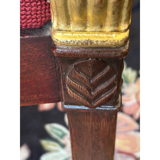 Empire Style Walnut & Upholstered Armchair For Sale - Image 4 of 9