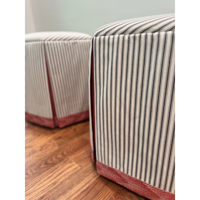 Lee Industries Lee Industries 8621-00 French Ticking Ottoman- Set of 2 For Sale - Image 4 of 12