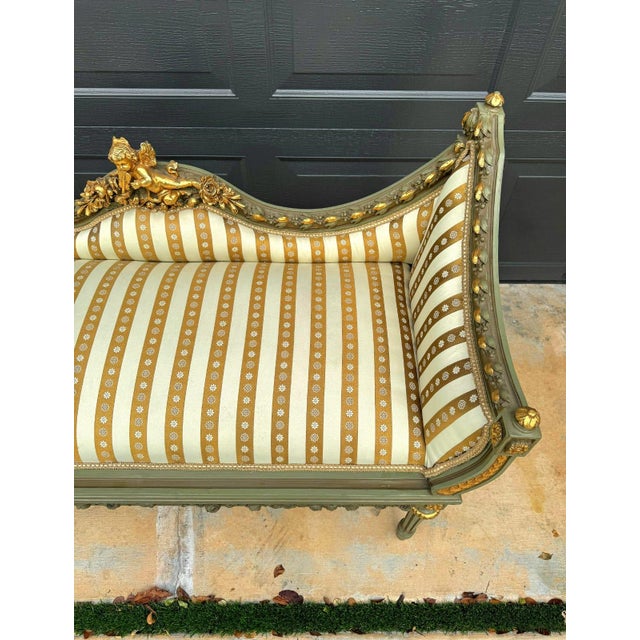 This exquisite antique French-style settee embodies romantic charm and timeless sophistication, making it a refined...