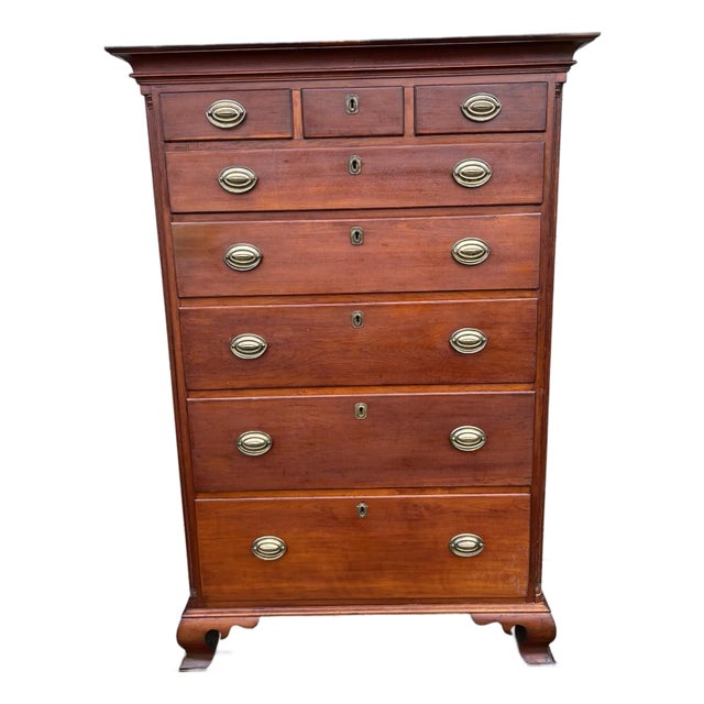 A Very Fine Antique Cherry Chippendale Tall Chest, Bucks County, Pa, Circa 1790s For Sale
