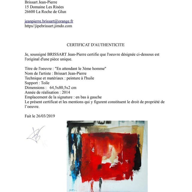 Jean-Pierre Brissart, Waiting for the 3rd Man, Oil on Canvas For Sale - Image 4 of 5