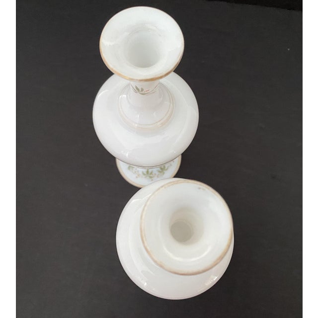 Late 19th Century White Blown Glass Opaline Glass, European Origin, Bud Vases & Jar With Lid Vanity Set- 3 Pieces For Sale - Image 18 of 18