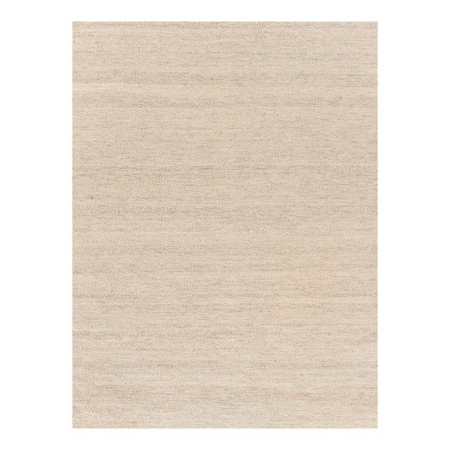 Exquisite Rugs Tweed Flatweave Handmade PET Yarn Beige Rug-10'X14' For Sale