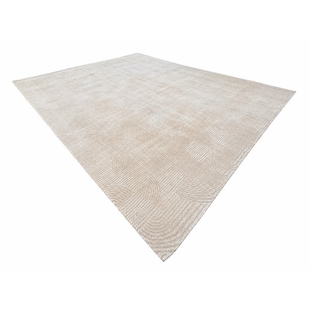Rh Tulsi Wool & Silk Rug – 12' × 15' Wheat | Hand-Knotted Wool & Silk | Made in Nepal For Sale - Image 18 of 18