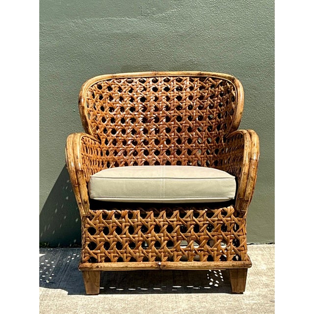Vintage French Cane Lounge Chair For Sale - Image 10 of 17