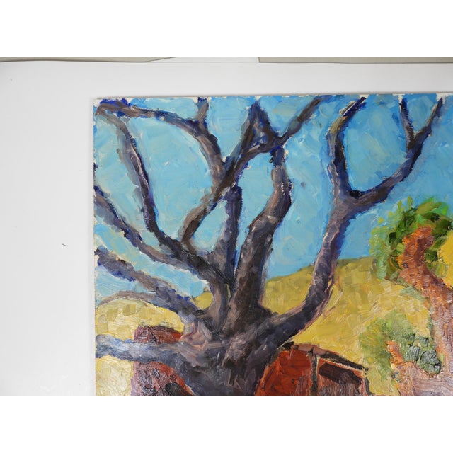 2010s Contemporary Expressionist Joshua Tree Red Shed Landscape Painting For Sale - Image 5 of 9