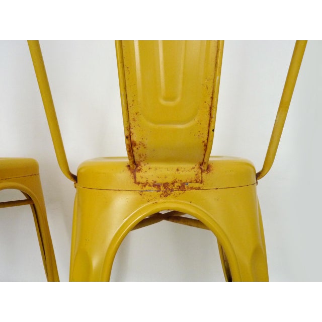 Tolix Chairs in Yellow Metal by Xavier Pauchard, 1970s, Set of 2 For Sale - Image 9 of 11