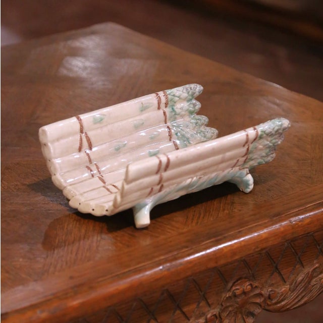 Early 20th Century Early 20th Century French Majolica Asparagus Form Centerpiece Vessel For Sale - Image 5 of 9