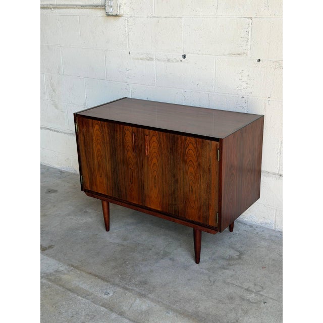 Rosewood Sideboard Credenza Storage Unit With Hinged Doors Denmark Mid-Century Modern 1960s For Sale - Image 9 of 10