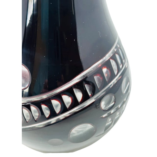 Glass Vintage Deep Ruby Czech Cut Crystal Vase For Sale - Image 7 of 11
