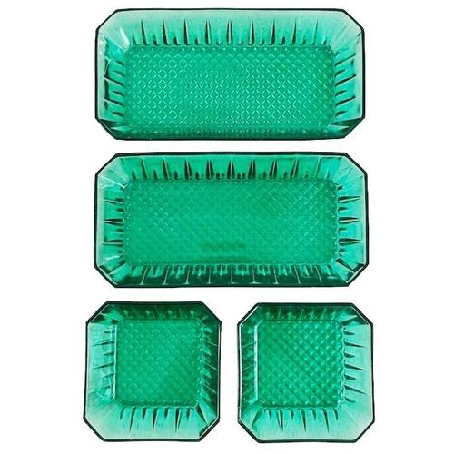 Mid-Century Modern Mid-Century Square Emerald Green Glass Bowls from Arcoroc, 1960s, Set of 4 For Sale - Image 3 of 7