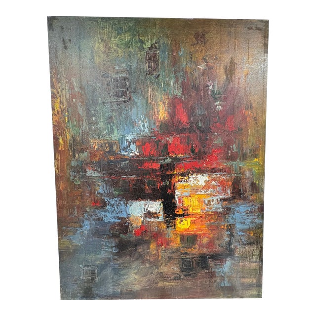 1990s Modernist Abstract Oil Painting For Sale