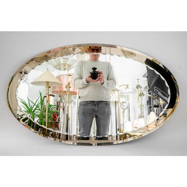 Vintage Italian Oval Mirror, 1960s For Sale - Image 4 of 18