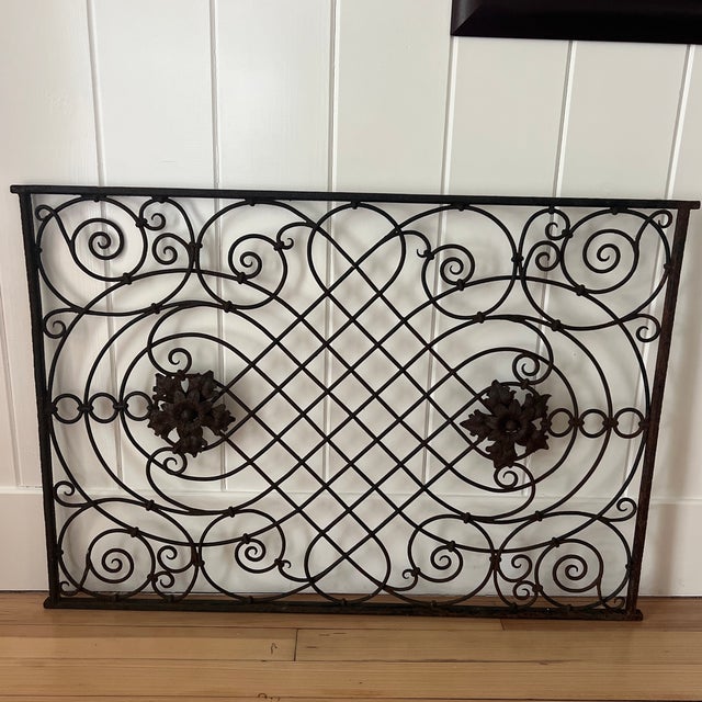 Antique 19th Century French Neo Classical Style Iron Architectural Element With Rosettes