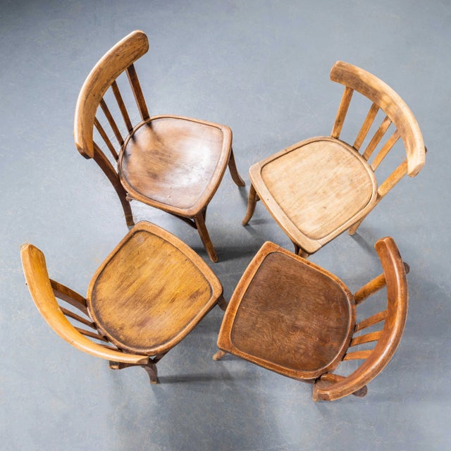 Bistro Square Edge Bentwood Dining Chairs, 1950s, Set of 4 For Sale - Image 10 of 10