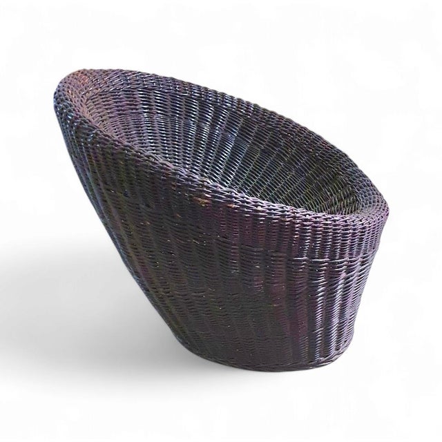 Dark Purple Rattan Lounge Chair, 1970s For Sale - Image 4 of 5