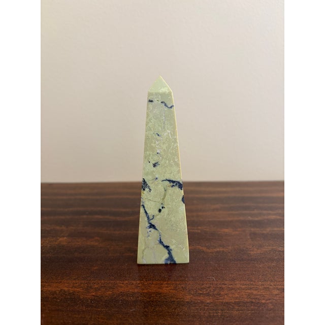 Yellow and Black Marble Obelisk With Dramatic Veining For Sale - Image 4 of 11