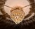 Vintage Brass Butterfly Flush Mount Light, Vintage Hand-Painted Light Green Crystal Basket Chandelier, Dramatic Radial Shadow Display For Sale - Image 4 of 15