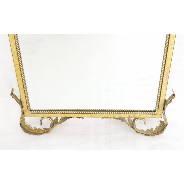 Pair of Regency Style Gilt Metal Rectangle Wall Mirrors Mint! For Sale - Image 9 of 10