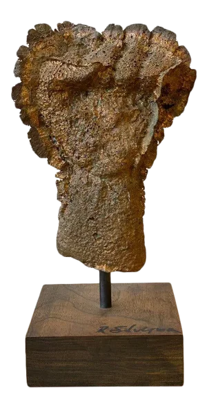 1980s Vintage Fist Cast Bronze Sculpture on Wood Base Signed R. Silverman