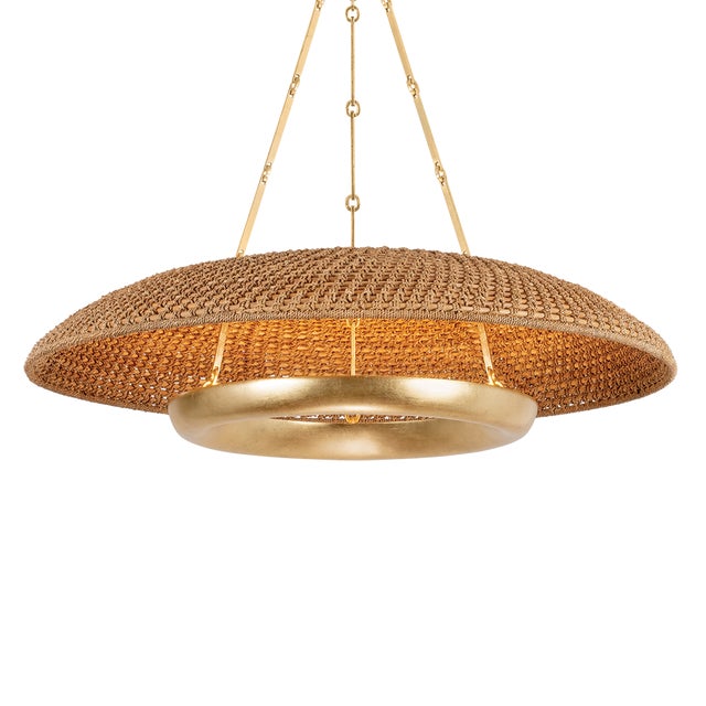 Contemporary Hudson Valley Lighting Oaklyn 36 in. 6 Light Chandelier in Vintage Gold Leaf Finish For Sale - Image 3 of 11