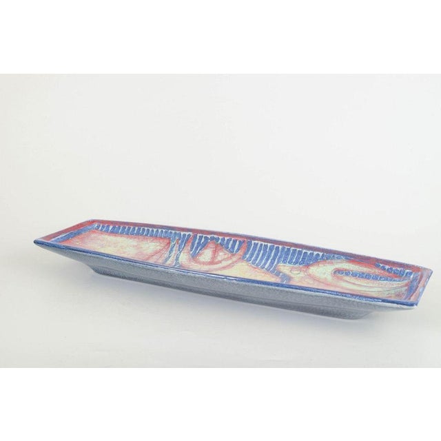Marianne Starck for Michael Andersen ong dish, 1960s. Elongated rectangular stoneware dish with characteristic graphic...