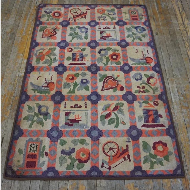 Early 20th Century American Hooked Rug ( 3'9'' x 5'7'' - 114 x 170 ) General Rug Type: North & South American Specific Rug...