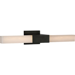 Kelly Wearstler for Visual Comfort Signature Covet 24" Over The Mirror Bath Light in Bronze with Alabaster For Sale