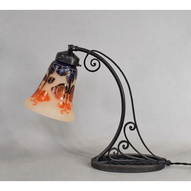 Charles Schneider Belgo-French Art Deco Lamp by Carion & Le Verre Francais Schneider - 1920s France For Sale - Image 4 of 15
