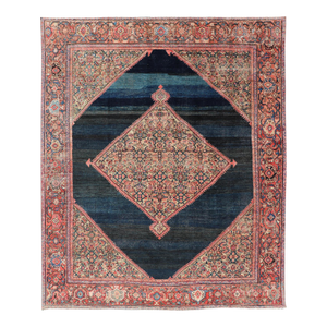 Antique Persian Sultanabad Rug With Medallion on a Navy Blue Field
