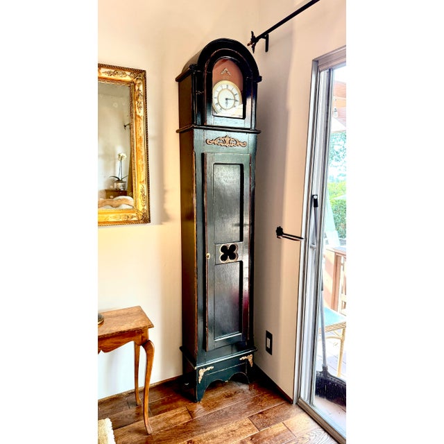 French Provincial Vintage Custom Reproduction Grandfather Clock With Chime For Sale - Image 3 of 6