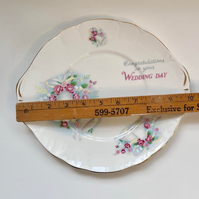 Vintage English Duchess Bone China Wedding Bells & Floral Plate For Sale - Image 11 of 11