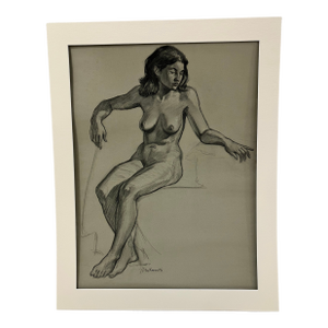 Vintage Charcoal Nude Drawing