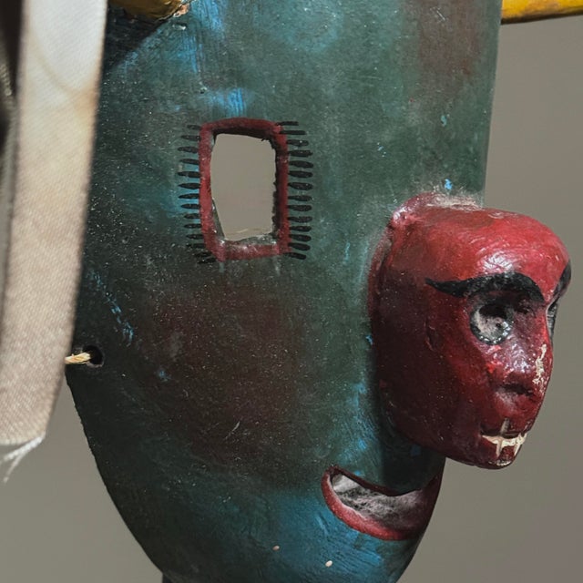 Antique Folk Art Hand Carved Mexican Bull With Skull Mask For Sale In Philadelphia - Image 6 of 9