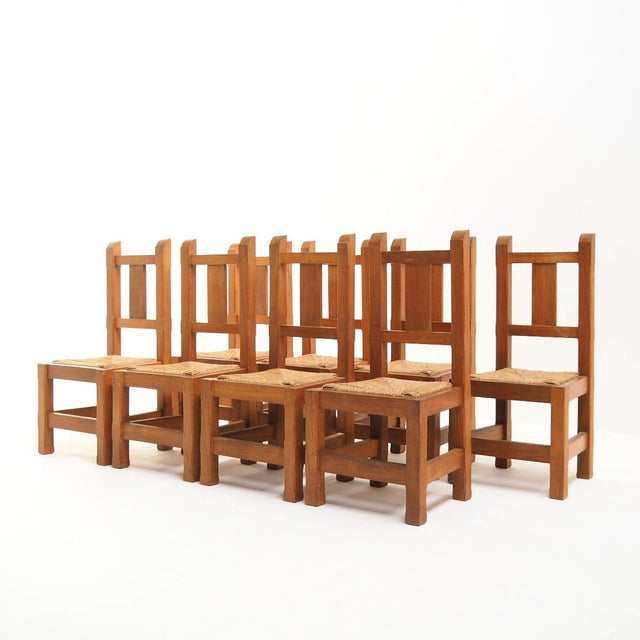 Handmade Oak Chairs, 1970s, Set of 8 For Sale - Image 9 of 16