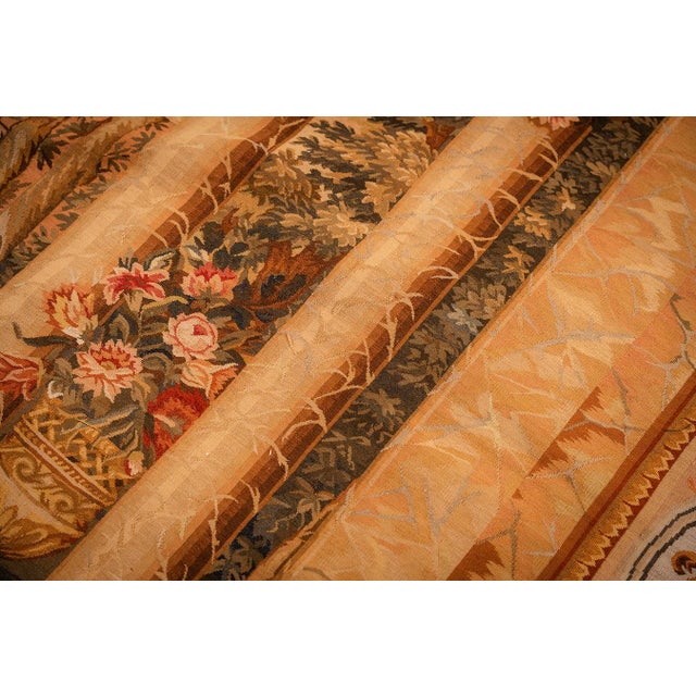1875s Antique Beige Field European Landscape Victorian Flat Weave Wool Tapestry For Sale - Image 9 of 15