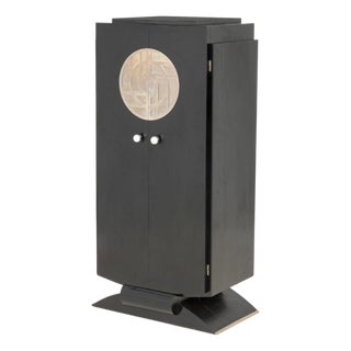 Art Deco Black Lacquered and Chrome Cabinet For Sale