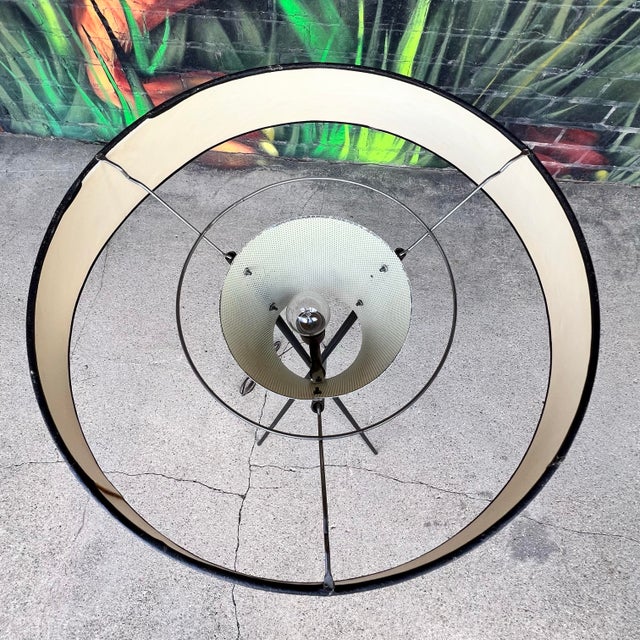 Metal Gerald Thurston Tripod Floor Lamp – Original Shade & Diffuser Excellent Condition For Sale - Image 7 of 12