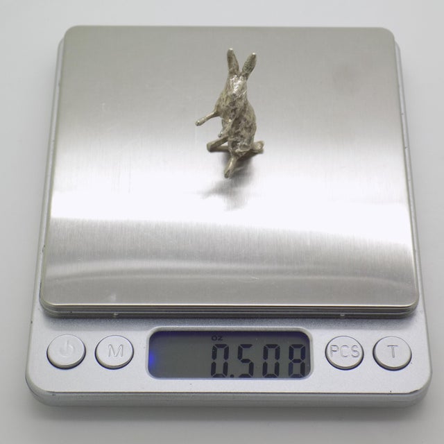 Vintage Italian Handmade Genuine Silver Standing Rabbit Figurine Miniature For Sale - Image 9 of 10