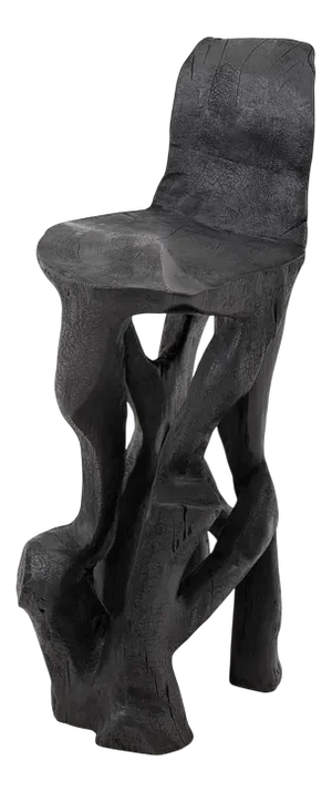 Makha Wood Sculptural Bar Chair by Logniture