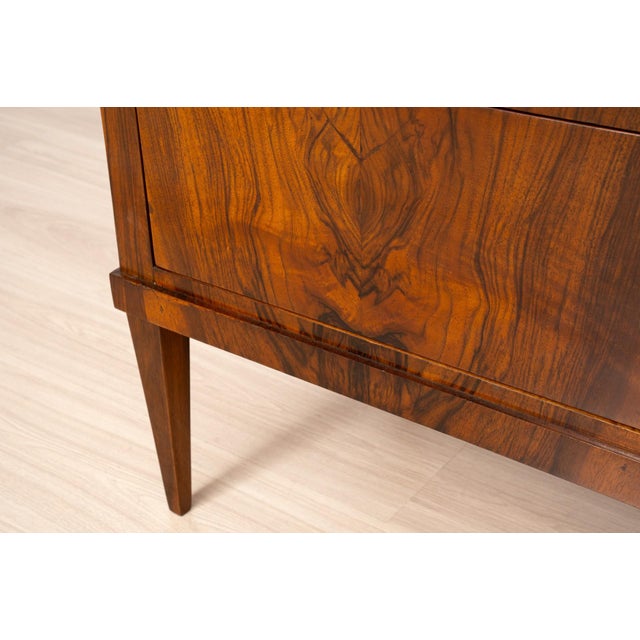 Wood Biedermeier French Polished Walnut 2-Drawer Commode, Germany, 1850 For Sale - Image 7 of 15