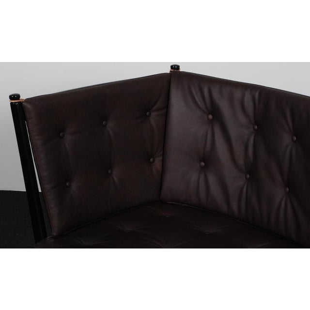 Fritz Hansen Model 1789 2-Seater Tremmesofa in Black Beech and Leather attributed to Børge Mogensen for Fritz Hansen For Sale - Image 4 of 7