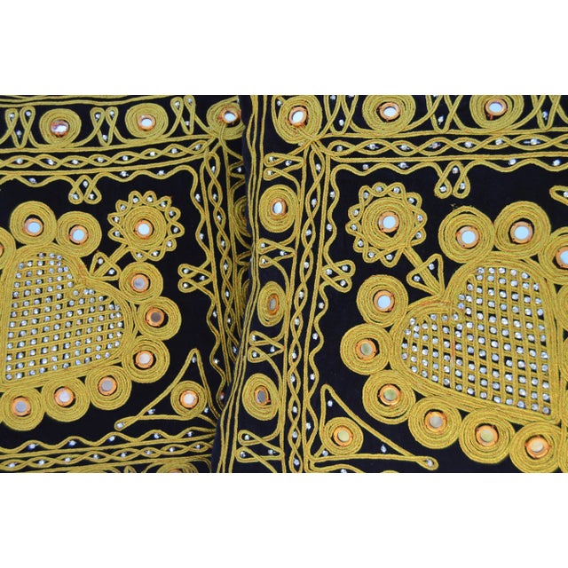 Gold Vintage Moroccan Pillows With Gold-Patterned Motif - Set of 2 For Sale - Image 8 of 10