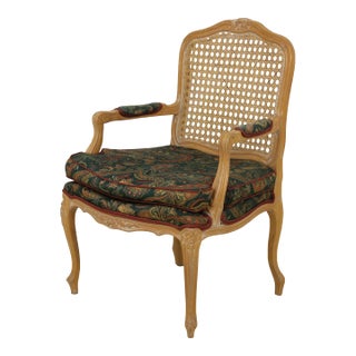 French Louis XV Style Cane Back Armchair For Sale