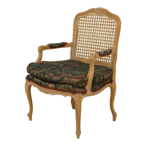 French Louis XV Style Cane Back Armchair
